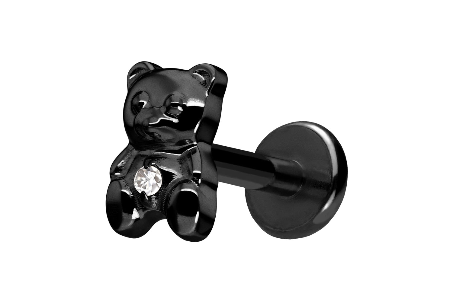 Titan Labret Piercing mit Push Fit TEDDYBÄR
